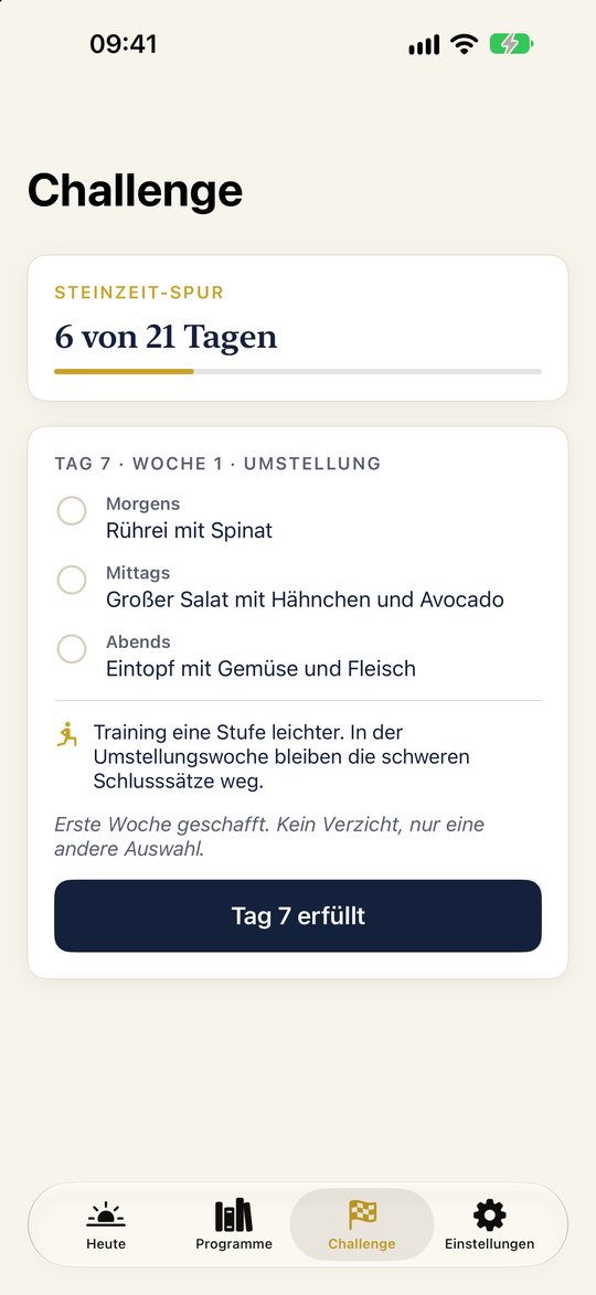 App-Ansicht: 21-Tage-Challenge